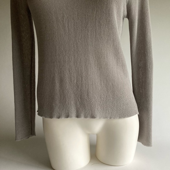 New Eileen Fisher Grey Viscose Nylon Crewneck Long Sleeve Top size M - Picture 3 of 8